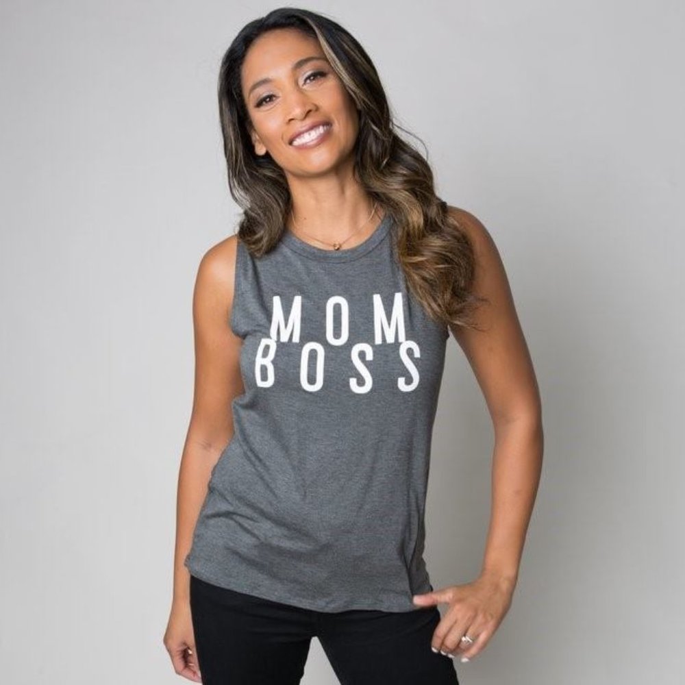 Mom Boss tank in Charcoal only $20 each